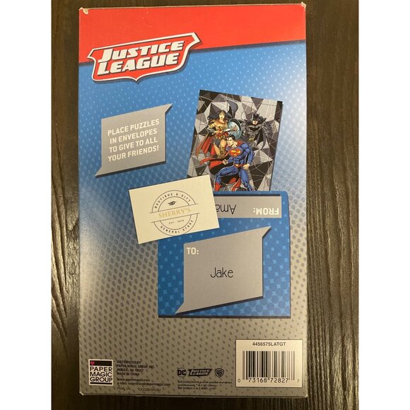 Justice League Valentines With 16 Envelopes & 12-Piece Puzzle (Box not included - Picture 2 of 2